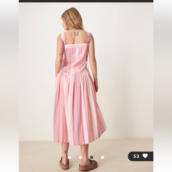 Free People primavera striped drop waist sun dress in pink NWT - Picture 3 of 8